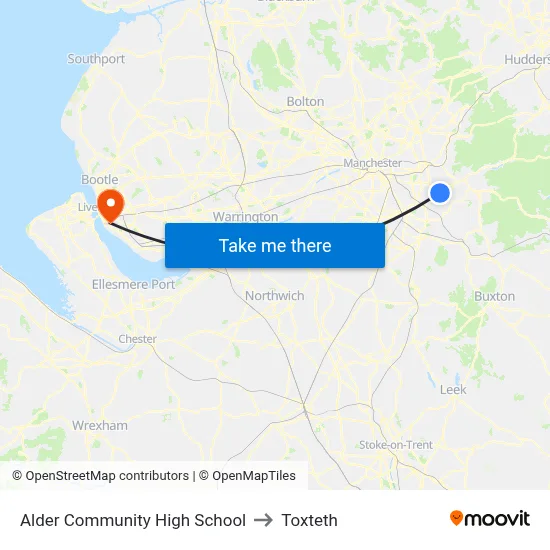 Alder Community High School to Toxteth map