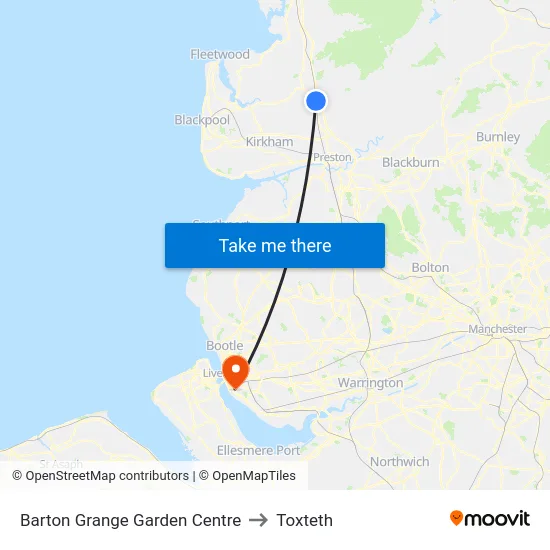 Barton Grange Garden Centre to Toxteth map