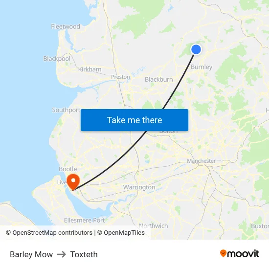 Barley Mow to Toxteth map