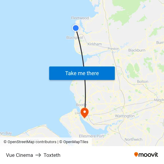 Vue Cinema to Toxteth map