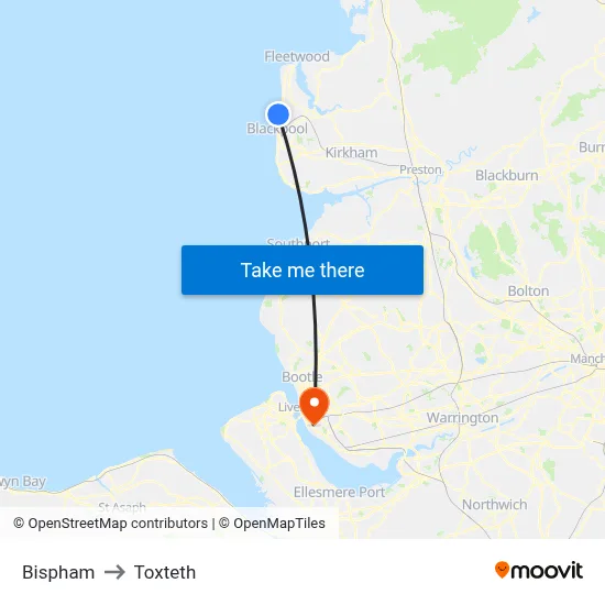 Bispham to Toxteth map