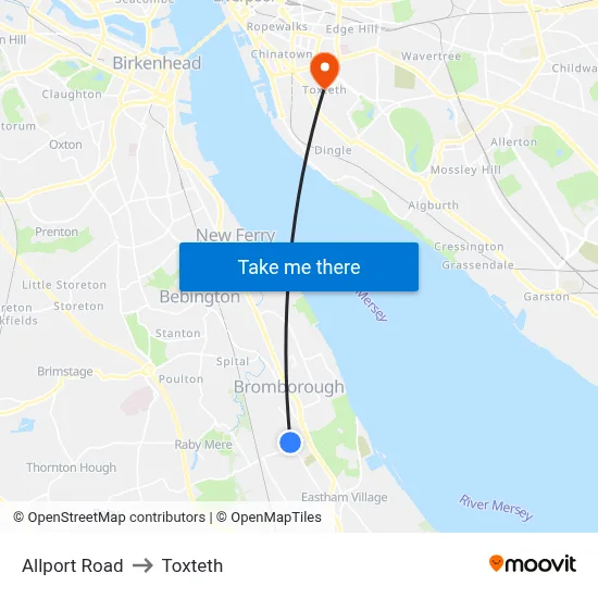 Allport Road to Toxteth map