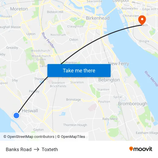 Banks Road to Toxteth map