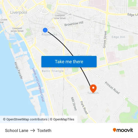 School Lane to Toxteth map