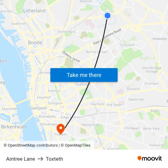 Aintree Lane to Toxteth map