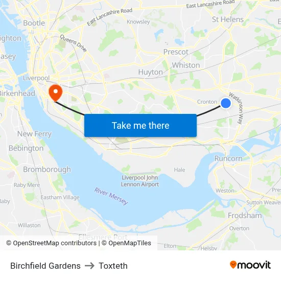 Birchfield Gardens to Toxteth map