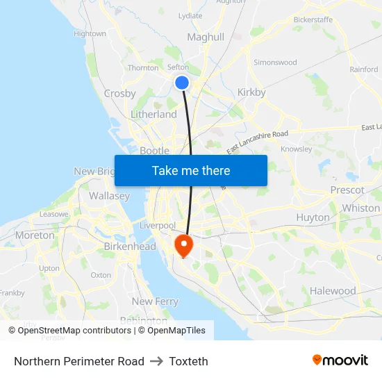 Northern Perimeter Road to Toxteth map