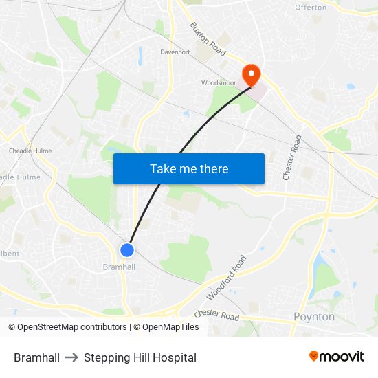 Map Of Stepping Hill Hospital Bramhall, North West To Stepping Hill Hospital, Stockport With Public  Transportation