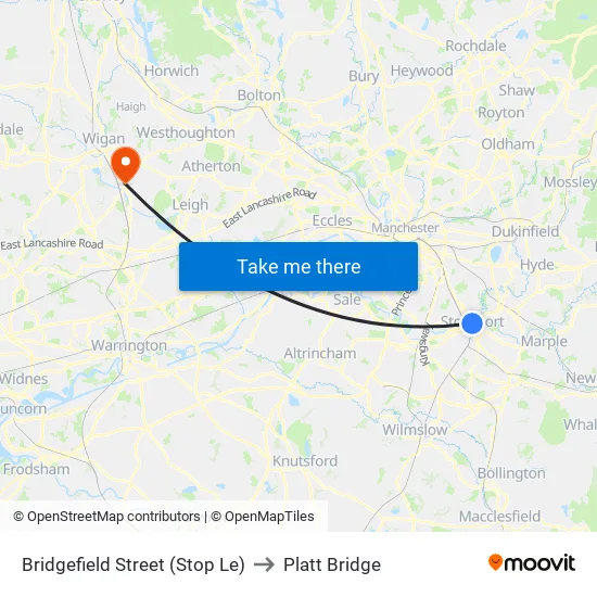 Bridgefield Street to Platt Bridge map