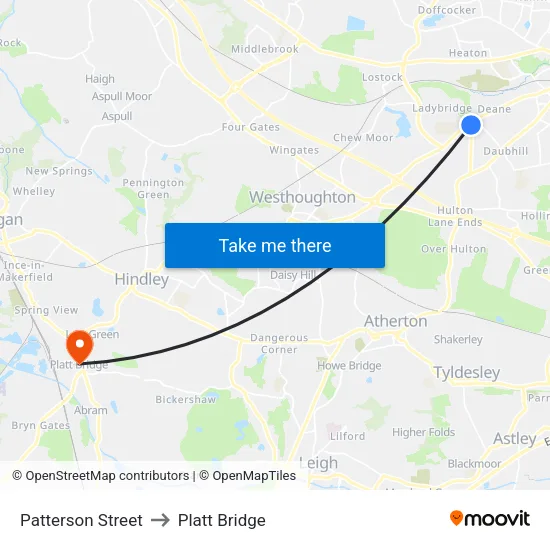 Patterson Street to Platt Bridge map