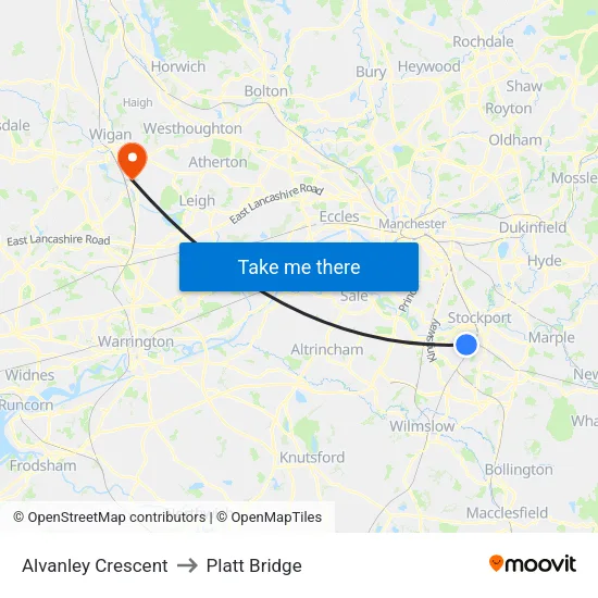Alvanley Crescent to Platt Bridge map
