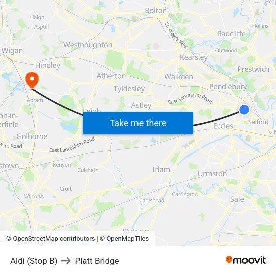 Height Roundabout to Platt Bridge map