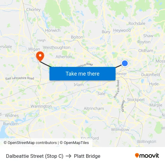 Dalbeattie Street to Platt Bridge map