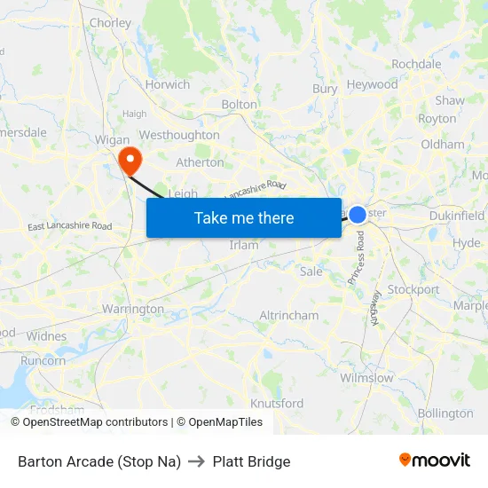 Barton Arcade to Platt Bridge map