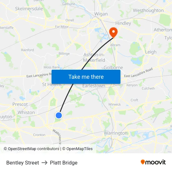 Bentley Street to Platt Bridge map