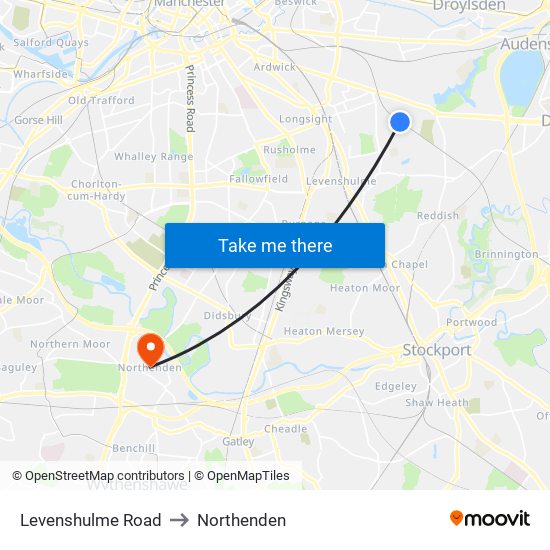 Levenshulme Road to Northenden map