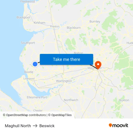 Maghull North to Beswick map