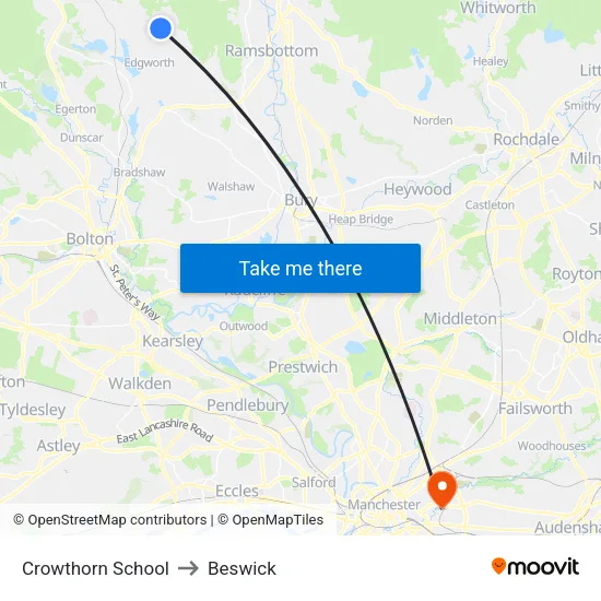 Crowthorn School to Beswick map