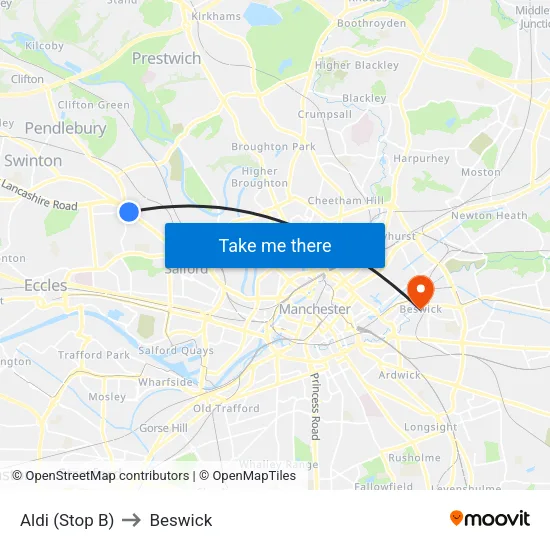 Height Roundabout to Beswick map