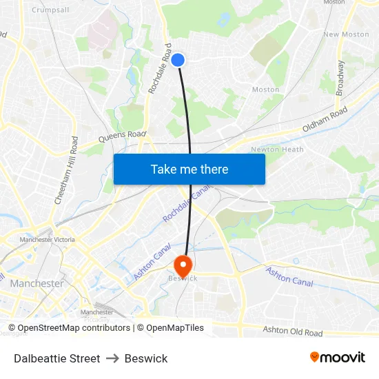 Dalbeattie Street to Beswick map