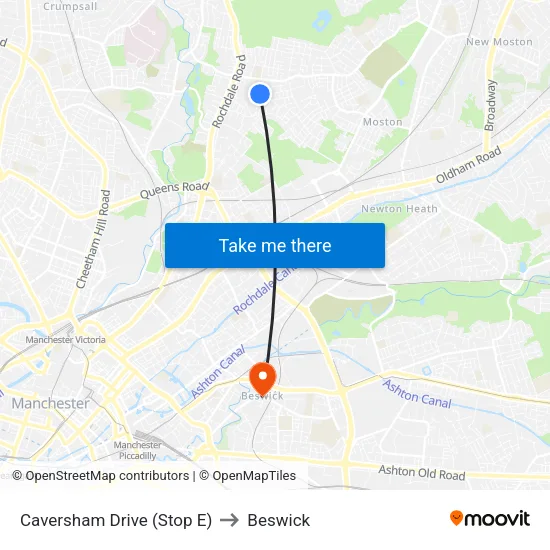 Lidl Harpurhey to Beswick map