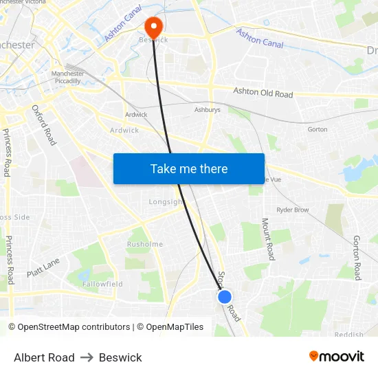 Elbow Street to Beswick map