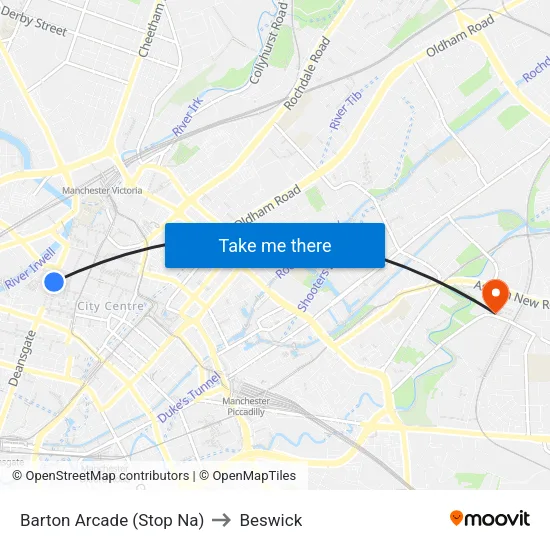 Barton Arcade to Beswick map