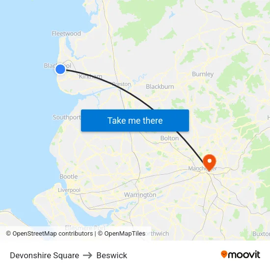 Devonshire Square to Beswick map