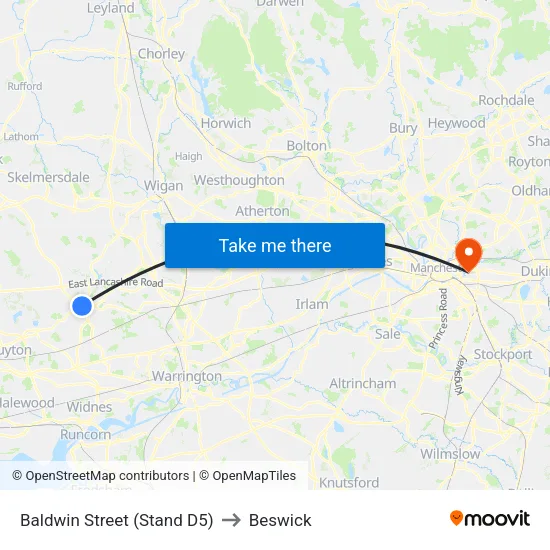 Baldwin Street to Beswick map
