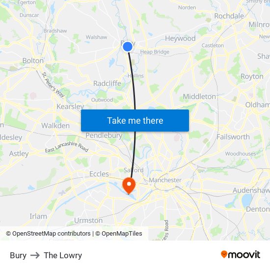 Bury to The Lowry map