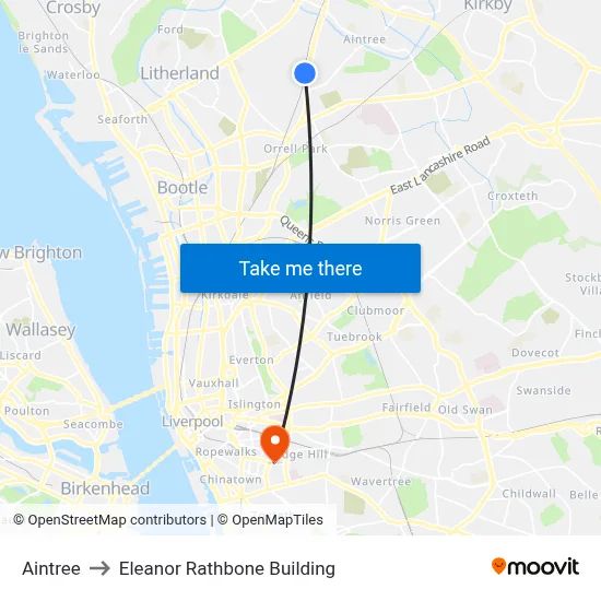 Aintree to Eleanor Rathbone Building map