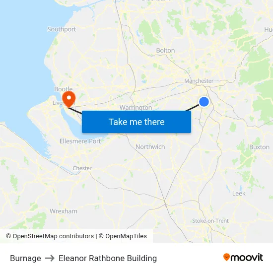 Burnage to Eleanor Rathbone Building map