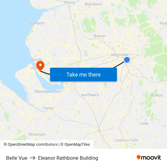 Belle Vue to Eleanor Rathbone Building map