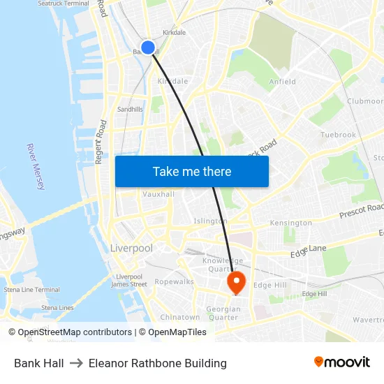 Bank Hall to Eleanor Rathbone Building map