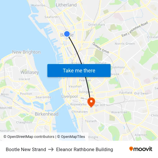 Bootle New Strand to Eleanor Rathbone Building map