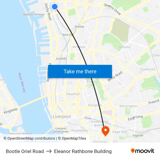 Bootle Oriel Road to Eleanor Rathbone Building map