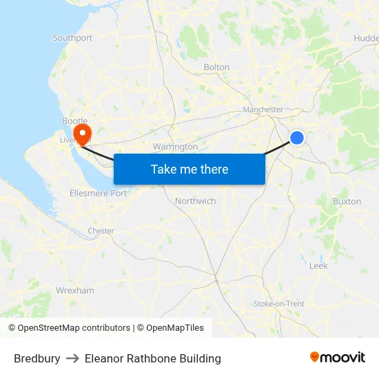 Bredbury to Eleanor Rathbone Building map