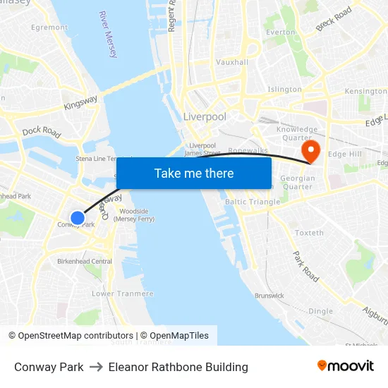 Conway Park to Eleanor Rathbone Building map