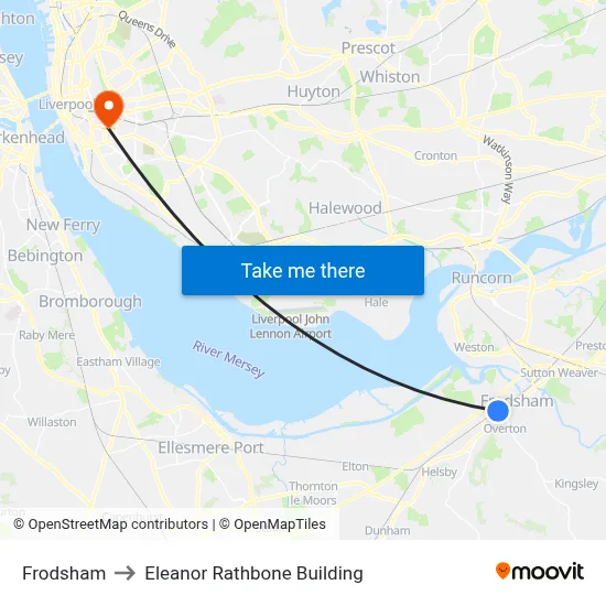 Frodsham to Eleanor Rathbone Building map