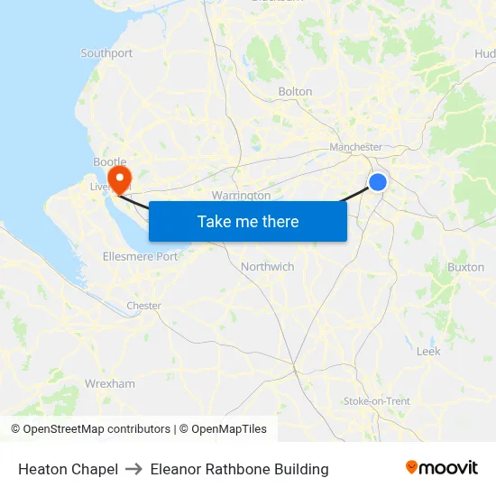 Heaton Chapel to Eleanor Rathbone Building map