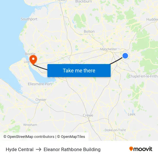 Hyde Central to Eleanor Rathbone Building map