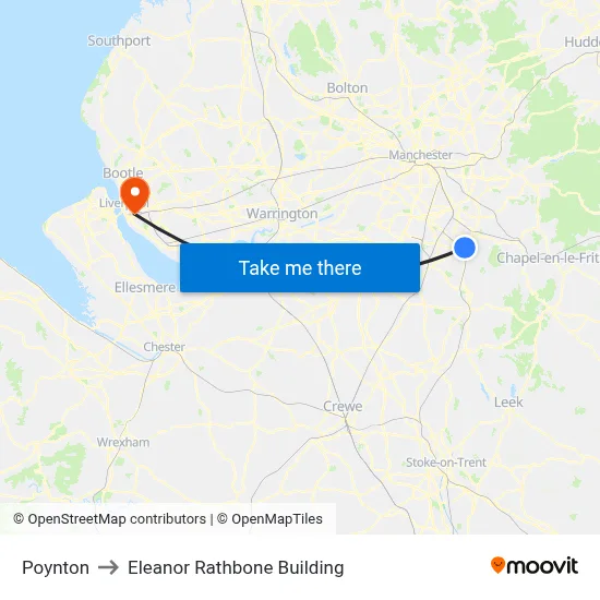 Poynton to Eleanor Rathbone Building map