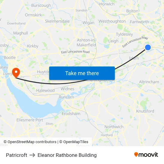 Patricroft to Eleanor Rathbone Building map