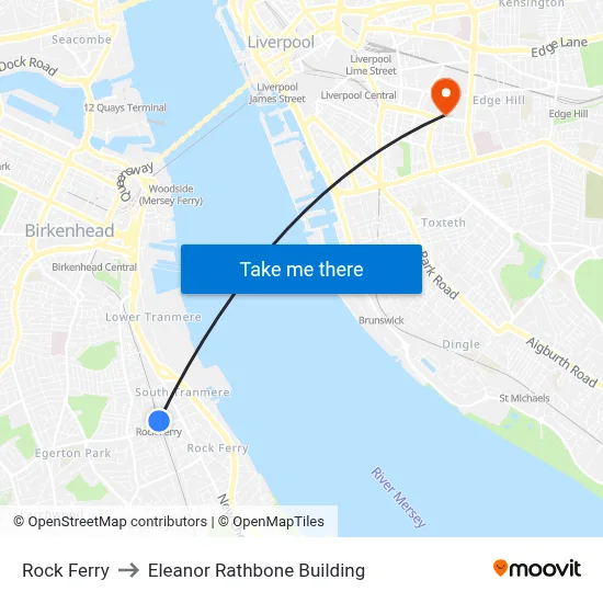 Rock Ferry to Eleanor Rathbone Building map