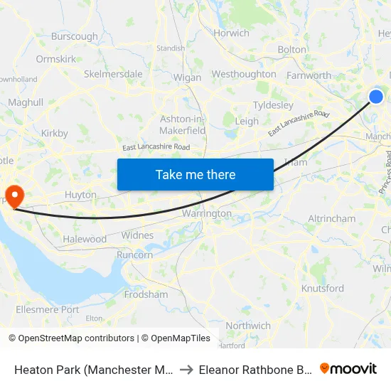 Heaton Park (Manchester Metrolink) to Eleanor Rathbone Building map