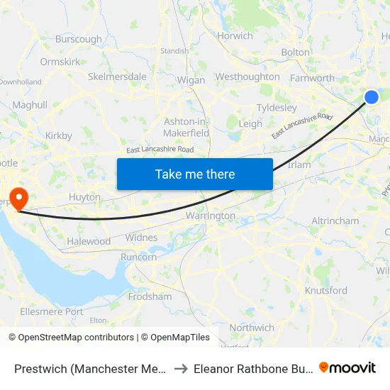 Prestwich (Manchester Metrolink) to Eleanor Rathbone Building map