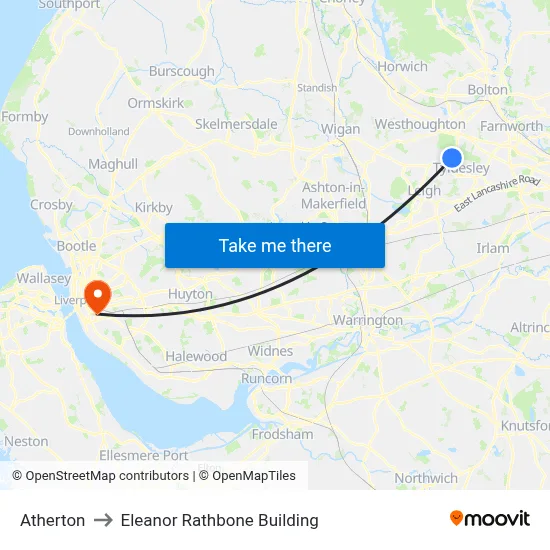 Atherton to Eleanor Rathbone Building map
