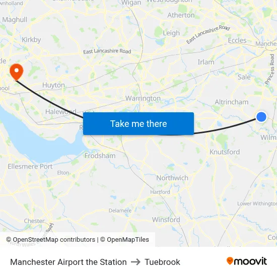 Manchester Airport the Station to Tuebrook map