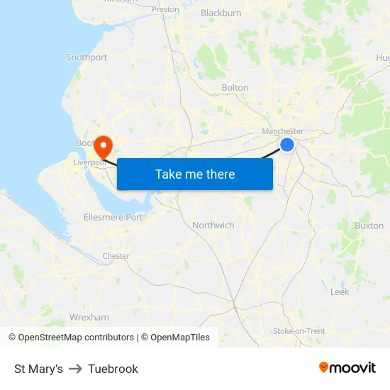 St Mary's to Tuebrook map