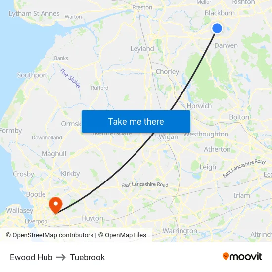 Ewood Hub to Tuebrook map
